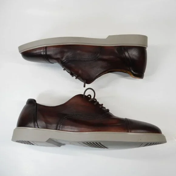 MAGNANNI Cap Toe Oxford Sneaker Dress Shoes Brown Leather Size 41 US 8 #24124